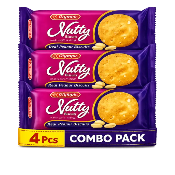 Olympic Nutty Real Peanut Biscuits Combo Pack 4 Pcs 50g
