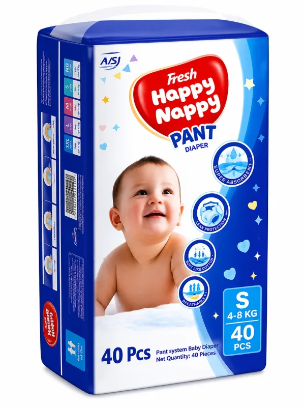 Fresh Happy Nappy Pants Diaper M 40 Pcs – Medium Size Baby Diaper Pants