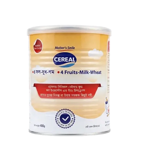 Mother's Smile Cereal 4 Fruits Milk Wheat Baby Cereal Tin 400g